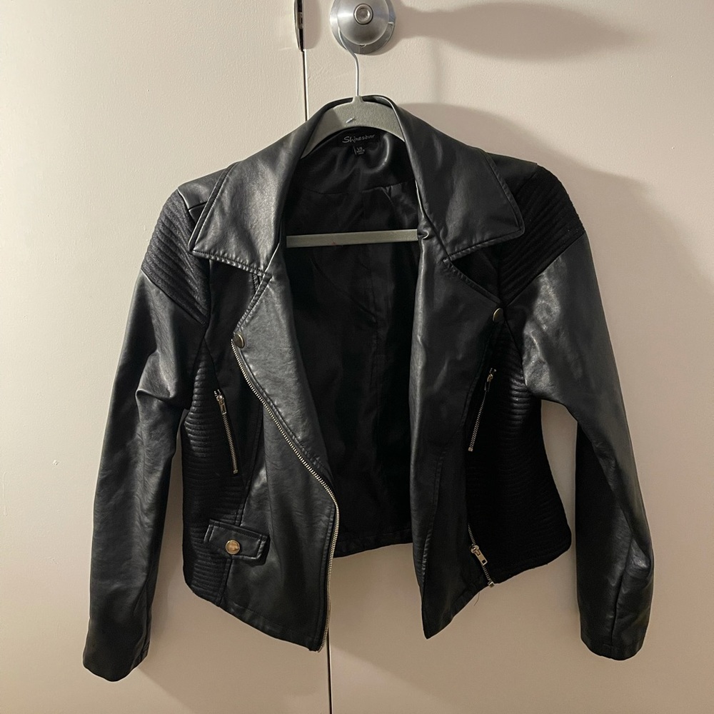 Shinestar faux leather jacket
